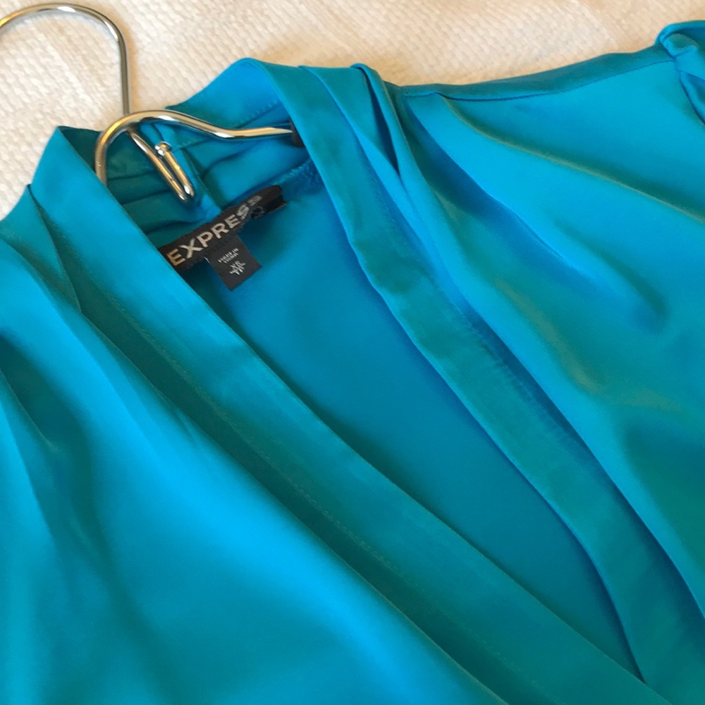 Blue with sheen... short sleeve dress blouse.